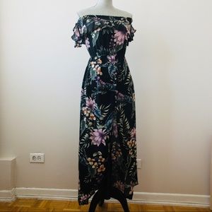 American Eagle Off Shoulder Long Floral Dress